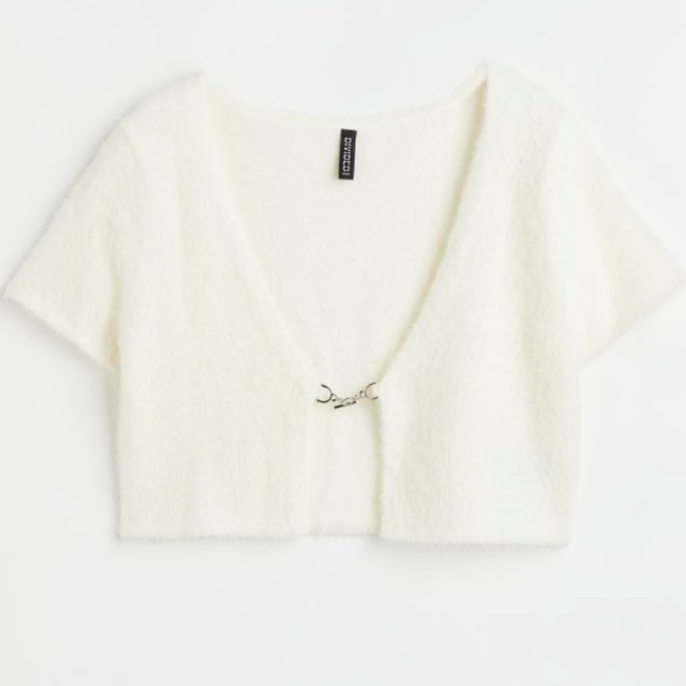 White fluffy cardigan NWT